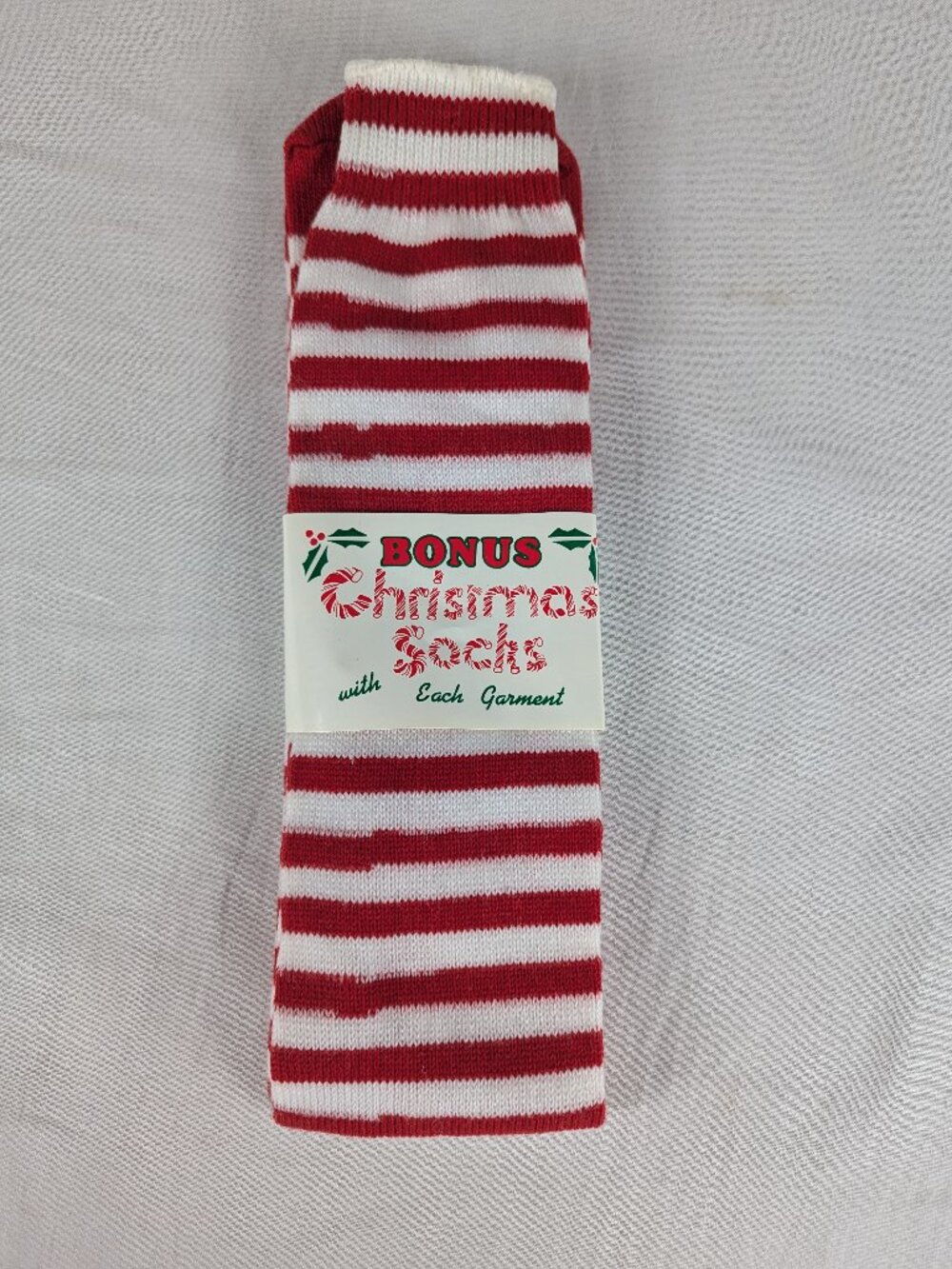 Vintage Christmas Tube Socks Red White Striped Holiday 70s 80s Unisex OSFM NEW